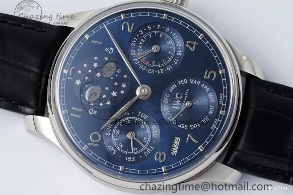 MIROTIME 0522 Bold Portugieser Perpetual Calendar SS 5033 APSF 1:1 Best Edition Blue Dial on Black Leather Strap A52610 Clone 7041
